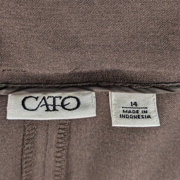Cato 14W Brown Dress Pants Women Stretch Straight Leg Work Wear Career Trousers - Picture 3 of 4